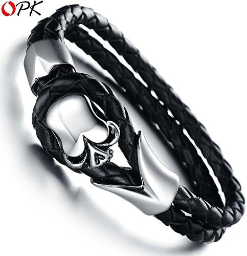 Enter Sandman Fashion Jewellery Free Box Classic Fashion Men's Skull Genuine Leather Charm Bracelet Cool Men Jewelry 849