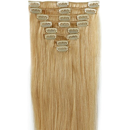 Standard Weft 22 Inch 110g Bleach Blonde Clip in 100% Real Remy Human Hair Extensions 8 Pieces 18 Clips