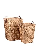 J-LINE Set Cesto De La Ropa 2 Uds.Marrón