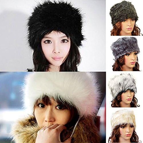 FUNOC New Ladies Womens Mens Faux Animal Fur Winter Ski Russian Cossack Hat Headband