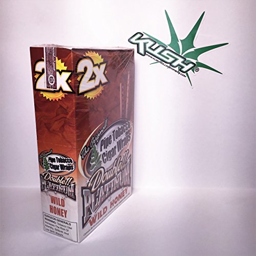 Double Platinum Wraps 2x Wild Honey Flavor Box of 25 Packs - Limited Edition Kush Sticker