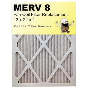 MERV 8 Fan Coil Air Filter 13x22x1 (13x21.5x.75), 6-Pack, For Bryant/Carrier Units: Home Improvement