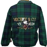 Adult Medium Mickey Mouse Reversible Jacket Green & Green/Blue Plaid Fleece