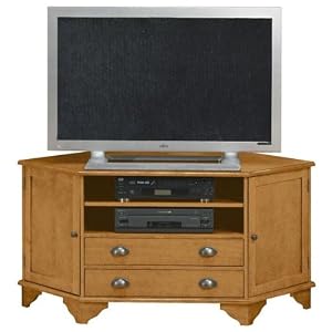 Burnham Corner Wide screen Tv Stand With Middle Drawers, 26Hx53W, WALNUT by Home Decorators Collection