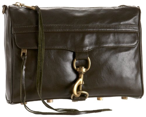 Rebecca Minkoff MAC Designer Handbag - clutch, olive, dark brown leather