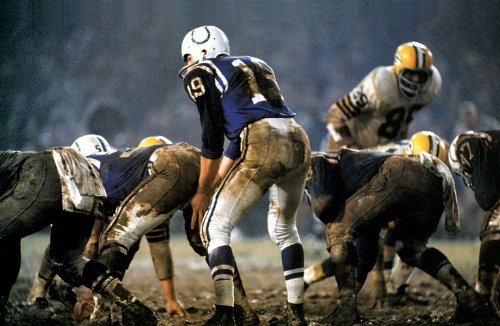 JOHNNY UNITAS Colts Action 30''X45''  Canvas Print 1966 AFC Title Game
