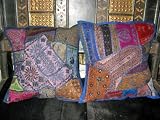 Review mogulinterior.com  / 2 Purple Gujrati Embroidered Indian Sari Toss Pillow Cushion Covers SALE