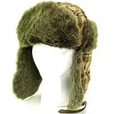 NWT FAUX FUR PLAID TROOPER TRAPPER PILOT SKI HAT BROWN MEDIUM LARGE