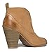 Western Slip On Stacked Heel Bootie - Distressed Ankle Pull Cowboy Women's Boot