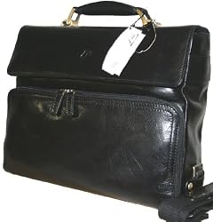 Umi Black Italian Leather Briefcase