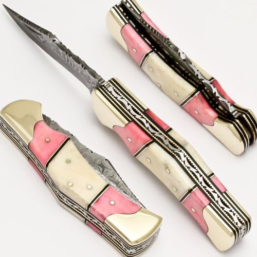 Astonishing Custom Made Damascus Steel Folding Knife By Brett Martin (1 of 1): Intk-15