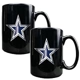 NFL Dallas Cowboys Two Piece Black Ceramic Mug Set - Primary Logo