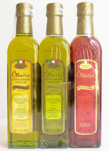 3 Pack Italian Extra Virgin Olive Oil - Garlic, Basil, Roasted Pepper by Extra Virgin Oils