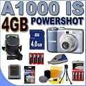 Canon Powershot A1000 IS (3208B001) 10MP 4x Optical Zoom Digital Camera (Blue) BigVALUEInc Accessory Saver 4GB NiMH Bundle + MORE