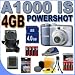 Canon Powershot A1000 IS 10MP 4x Optical Zoom Digital Camera (Blue) A1000IS 3208B001 4GB SDHC Memory Card - Rechargeable NiMH Batteries Plus Rapid Charger - BigVALUEInc Accessory Saver Bundle + MORE