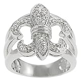 Tressa Silvertone Pave-set Cubic Zirconia Fleur de Lis Ring