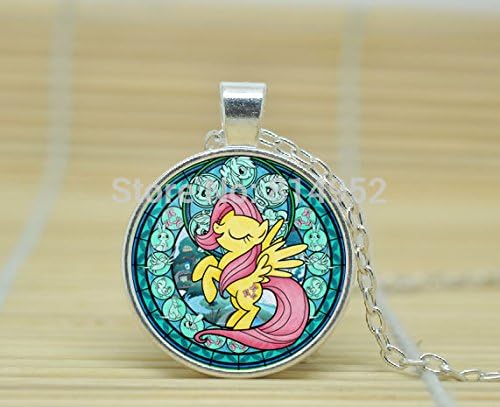 Lawrence Painting Glass Cabochon Necklace Fluttershy My Little Pony Friendship Is Magic Necklace A3190