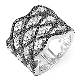 2.25 Carat (ctw) 14k White Gold Black & White Round Diamond Ladies Cocktail Right Hand Ring (Size 7)