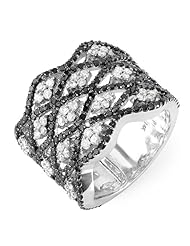 2.25 Carat (ctw) 14k White Gold Black & White Round Diamond Ladies Cocktail Right Hand Ring
