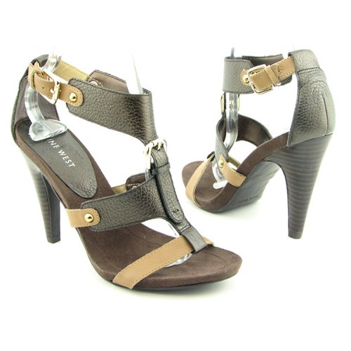 NINE WEST Snooks Heels Slides Shoes Brown Womens