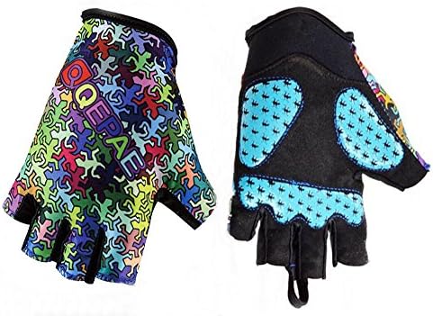 QEPAE® Breathable biking Gloves Anti-slip Half Finger Bicycle Gel Gloves Multi-color Lizard Pattern Bicycle Riding Gloves - L
