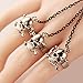 Lefinis Halloween Rock Punk Wolf Skull Bracelet Wristband with Linked Finger Rings