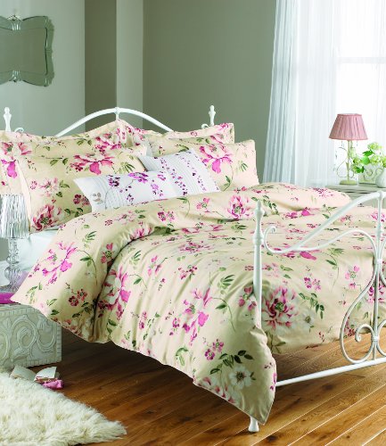 J Rosenthal & Son Ltd Curtina Bettw&auml;sche-Set Aurora f&uuml;r Super King, rosa Blumenmuster