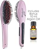 Art Naturals Hair Straightener Brush With Bonus Argan Oil 10ml - Best Ceramic, Anti Static, Electric Heating Detangling Hair Brush (2016 Edition)I