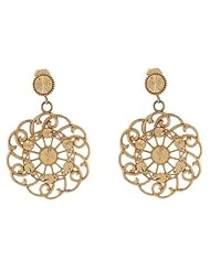 14k Two-tone Gold Fancy Dangling Diamond Cut Earring