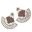 Burnished Goldtone Multi Color Wide Earrings Fashion Jewelry