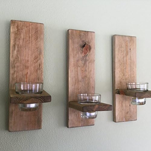Rustic Wood Sconces - Set of 3 - WOOD TYPES WILL VARY - PICTURES ARE REPRESENTATIVE ONLY. STYLES VARY.