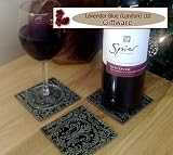 Set of 4 Black Flock Design Coasters