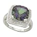 14K White Gold 0.12 ct. Diamond and 7 7/8 ct. Cushion Cut Mystic Topaz Fashion Ring