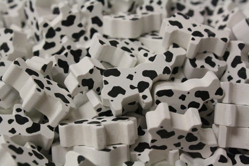 15 Black and White Spotted Cows Wooden Board Game Pieces for Agricola