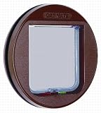 Lockable Cat Flap Door Brown 4-Way Lock for Screens #210 B