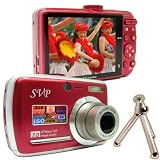 SVP Xthinn-737 Red 7MP 3x Optical zoom 3-inch LCD Digital Camera + FREE Tripod