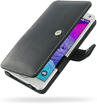 Samsung Galaxy Note 4 SM-N910P Sprint Leather Case / Cover Protective Phone Case (Handmade Genuine Leather) - Book Case (Black) by Pdair