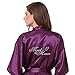Joytton Women's Satin Kimono Robe with Embroidered Maid of Honor Short