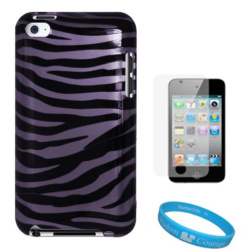 Durable Puple Zebra Design Two Piece Front and Back Protective Hard Shell Crystal Cover Case for Apple iPod Touch 4th Generation + Clear Screen Protector for Apple iPod Touch 4th Generation + SumacLife TM Wisdom Courage Wristband Durable Puple Zebra Design Two Piece Front and Back Protective Hard Shell Crystal Cover Case for Apple iPod Touch 4th Generation + Clear Screen Protector for Apple iPod Touch 4th Generation + SumacLife TM Wisdom Courage Wristband