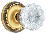 Nostalgic Warehouse BN40-ROPCRY-AB Rope Rosette with Crystal Knob Privacy, Antique Brass