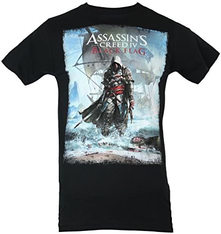 Assassin's Creed IV Mens T-Shirt - Black Flag Assassin Washed Ashore Image (Small) Black