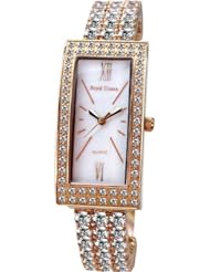 Gemorie Women Fashion Rectangular Watch with Jewelry Band in Rose Gold Plating (128961-RG)