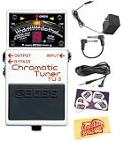 Boss TU-3 Chromatic Tuner Bundle with AC Adapter, 10-Foot Instrument Cable, Patch Cable, Pick Card, and Polishing Cloth