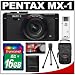 Pentax MX-1 Digital Camera (Classic Black) with 16GB Card + Case + Flex Tripod + Accessory Kit