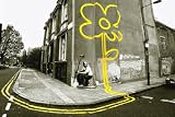 LAMINATED Banksy Yellow Flower Man Pollard Street Mini Poster Measures 23.5 x 16.5 Inches ( 59.4 x 42 cm)