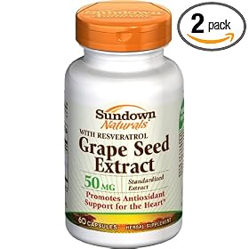 Sundown Grape Seed Extract 50mg Capsules - 60ct Bottles (Pack of 2)