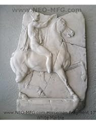 Home: Roman Greek Horseman Figure Sculptural Wall frieze plaque Fragment relief 1st century B.C. Greek. 1907 Neo-Mfg 17" - www.NEO-MFG.com