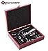 SPACECARE Wine Opener Kit,Stainless Steel Red Wine Beer Bottle Opener Wing Corkscrew,aerator, Thermometer, Stopper, and Accessories Set with Dark Cherry Wood Case - 9 Piece