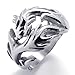 KONOV Polished Stainless Steel Dragon Men's Ring, Silver
