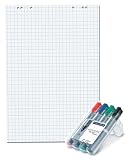 Produkt-Bild: Flipchart Flip Chart Bl&ouml;cke Papier 5er Profi Pack + 4 Staedtler Flipchartmarker - 5 x 20 Blatt im Karton - Conipa Markenpapier Gratis: Staedtler 356 WP4 4er Flipchartmarker Set in praktischer stabiler Box